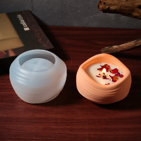 Molde De Silicona Simétrico Ondulado Para Vasos De Velas DIY Resina Epoxi Yeso Cemento Maceta De Suculentas Herramienta Artesanal