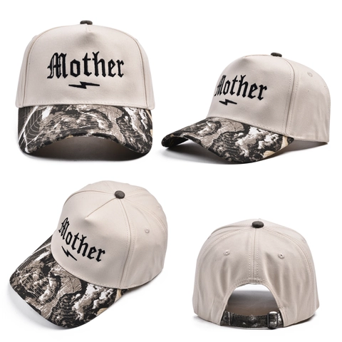 Gorra De Béisbol Bordada Mother Algodón Ajustable Sombrero Protección Solar Con Ala De Patrón Leopardo Camuflaje