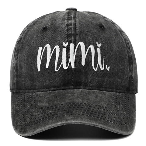 Berretto da Baseball da Donna Mimi Ricamato Lavato Distressed Cotone Vintage Regolabile Soft Top Cappello da Sole Regalo Festa della Mamma