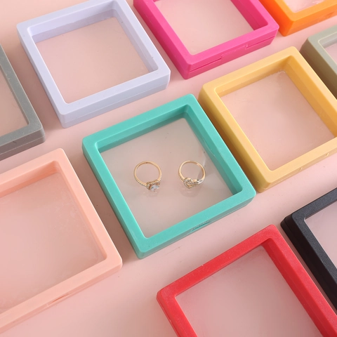 3D Floating Jewelry Display Box PE Film Dustproof Anti Oxidation Transparent Storage Case For Ring Earring Necklace