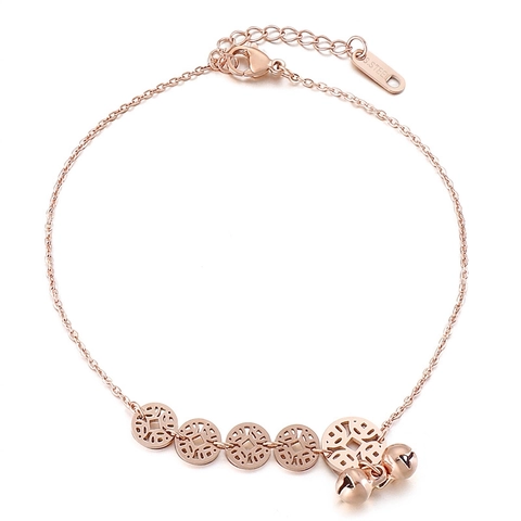 Tobillera De Acero Inoxidable Para Mujer Monedas Antiguas Y Campanas Dijes Estilo Étnico Retro Joyería De Pies Cadena Ajustable