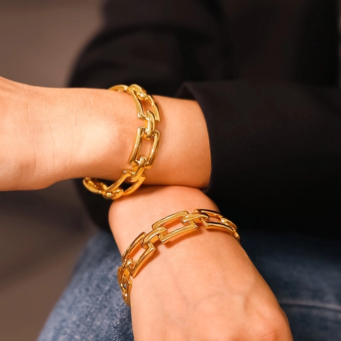 Geometrische Holle Ketting Open Armband 18K Verguld Roestvrij Staal Minimalistische C-Vormige Manchet Voor Dames