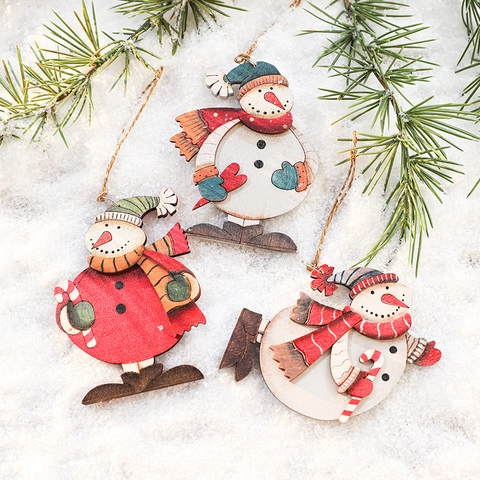 Decorazione Natalizia Da Appendere Pupazzo Di Neve In Legno Dipinto Stile Nordico Decoro Per Albero Con Corda Di Iuta