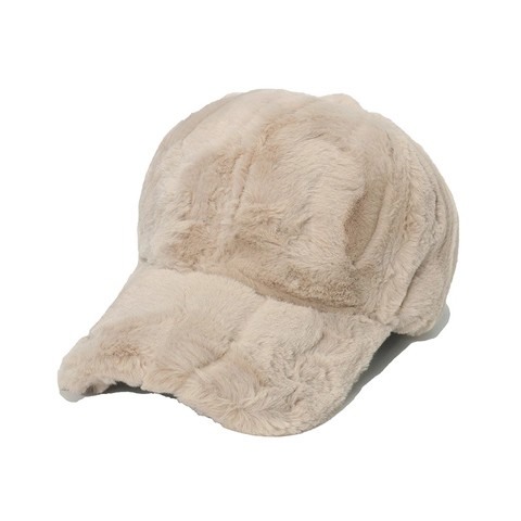 Gorra De Béisbol De Felpa Para Mujer Piel De Conejo Artificial Invierno Cálido A Prueba De Viento Aire Libre Casual Color Sólido Visera Curva