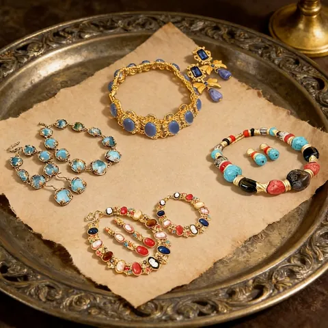 Gioielli Stile Corte Vintage Per Donne Con Lega Resina Strass Künstliche Perle E Perni In Argento Elegante Design Retrò