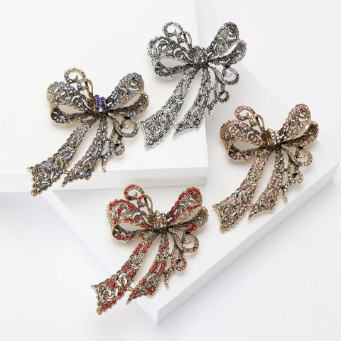 Vintage Schleife Brosche Für Damen Elegant Luxus Legierung Strass Pin Schmuck Korsage Zubehör Für Kleidung