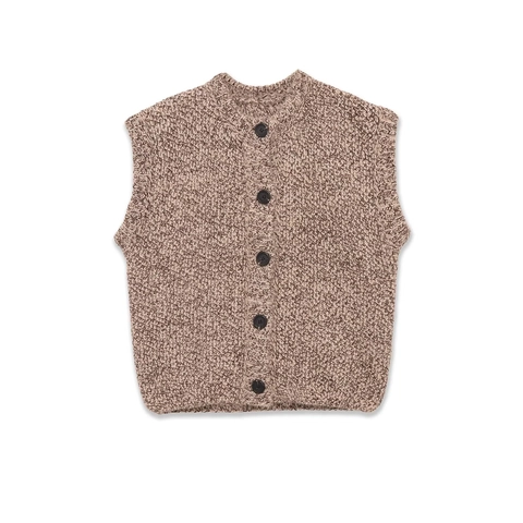 Gilet In Maglia Grossa Da Donna Maglione Girocollo Abbottonato Senza Maniche Colori Misti Casual Retro Top