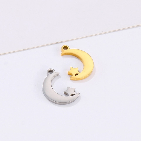 Dijes De Luna Y Estrella Acero Inoxidable Pulido Minimalista DIY Fabricación De Joyas Colgantes Para Collar Pulsera Accesorio