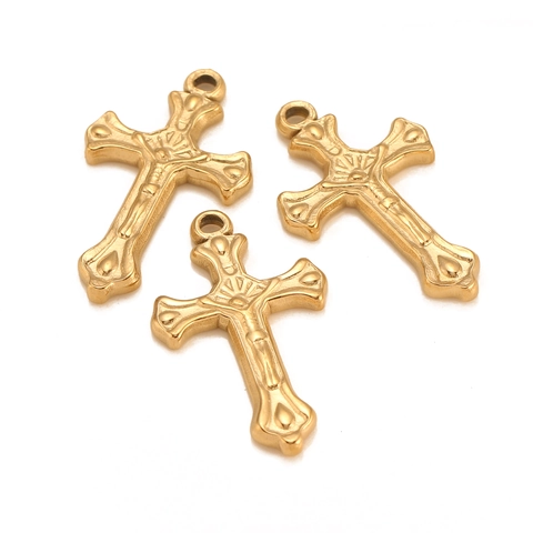 Pendentif Croix Crucifix Acier Inoxydable 304 Relief Jésus Charme Religieux Pour Fabrication Bijoux DIY Style Hip Hop Rétro