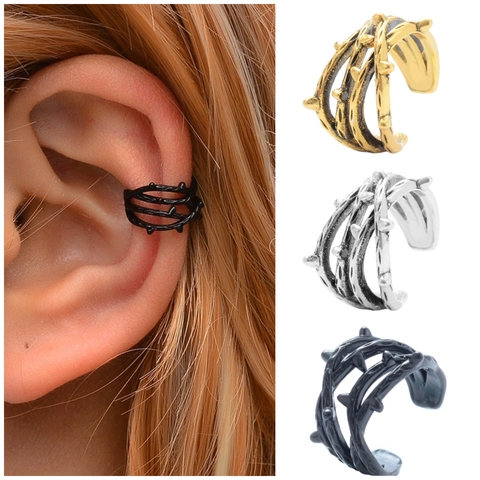 Boucles d'Oreilles Ear Cuffs Branche d'Épines Vintage Pour Femmes Sans Perçage En Cuivre Punk Gothique Bijoux