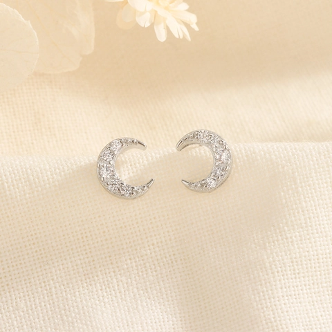 Orecchini A Lobo Luna Rame Con Zirconia E Perno Orecchini In Argento Sterling 925 Gioielli Stile Dolce Minimalista Donna