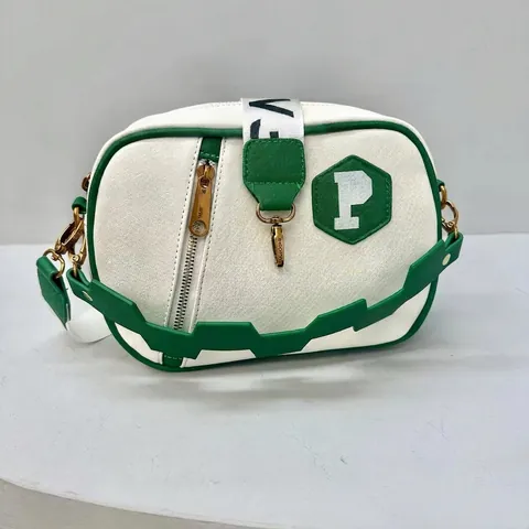 Fashion Women Crossbody Camera Bag PU Leather Letter P Logo Wide Adjustable Strap Shoulder Bag Casual Solid Color