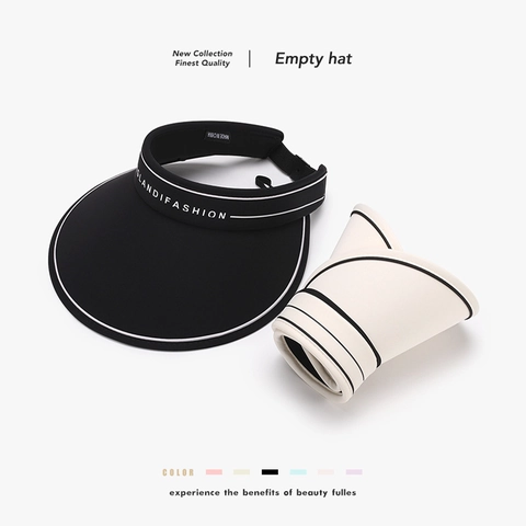 Sun Visor Hat Nylon Spandex Ice Satin Empty Top Foldable Breathable Wide Brim UPF 50 Plus Summer Outdoor Fashion Letter