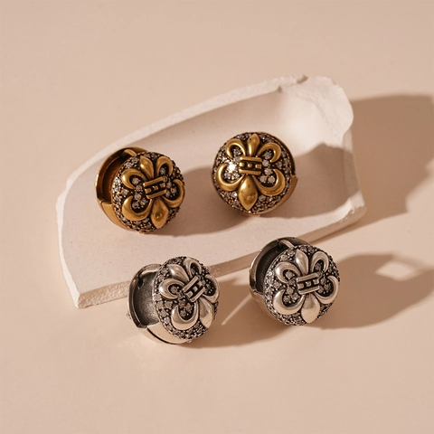 Orecchini A Cerchio Huggie Con Zirconi Fleur De Lis Vintage Con Perno In Acciaio Inossidabile Gioielli Retrò Per Donna