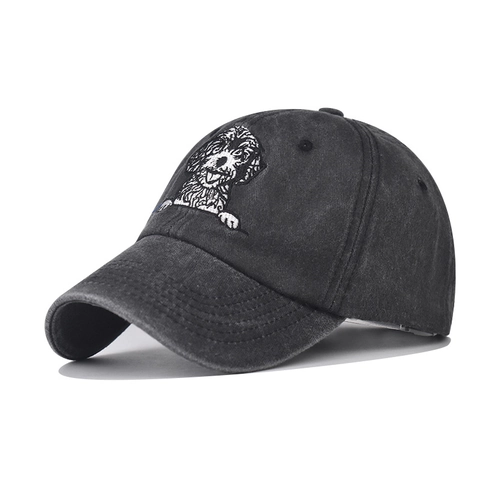 Gorra De Béisbol De Algodón Lavado Vintage Distressed Dad Hat Con Bordado De Gato Perro Dibujos Animados Ajustable Protección Solar