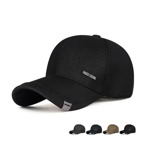 Herren Baseballkappe Verstellbar Business Casual Sonnenschutz Polyester Gebogene Krempe Hut Mit Metalldekor