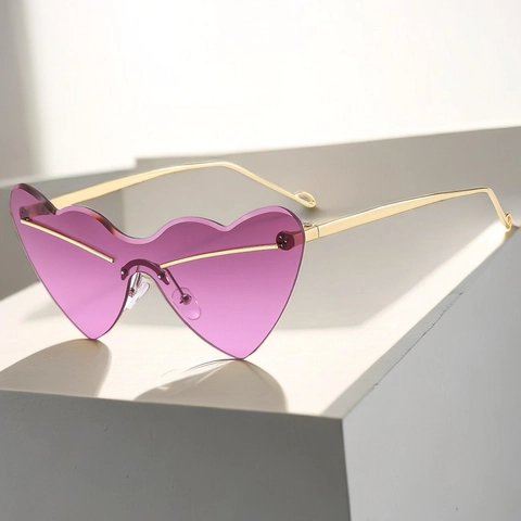 Occhiali Da Sole A Forma Di Cuore Donna Senza Montatura Montatura In Metallo UV400 Moda Lenti Sfumate Festa Estetica Y2K