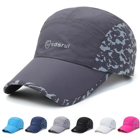 Quick Dry Baseball Cap Polyester Breathable Laser Cut Sun Hat Camouflage Outdoor Adjustable For Men Women
