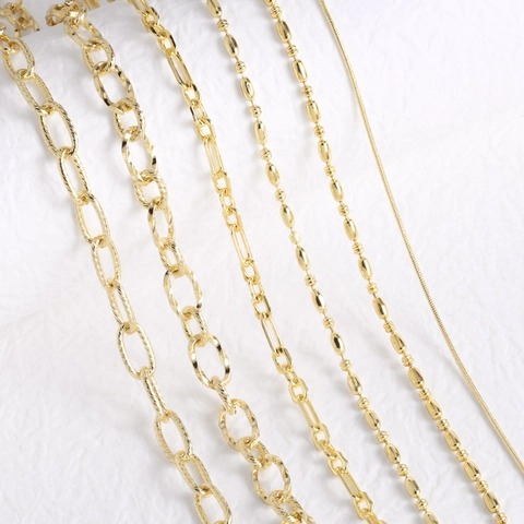 Vergulde Messing Ketting Ketting DIY Sieraden Maken Accessoires Slang Kraal Schakelstijlen