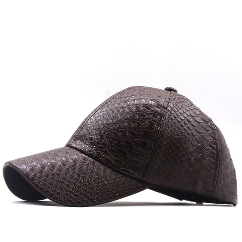 Baseball Cap Faux PU Leather Embossed Crocodile Snake Skin Texture Fashion Adjustable Sun Hat Casual For Men Women