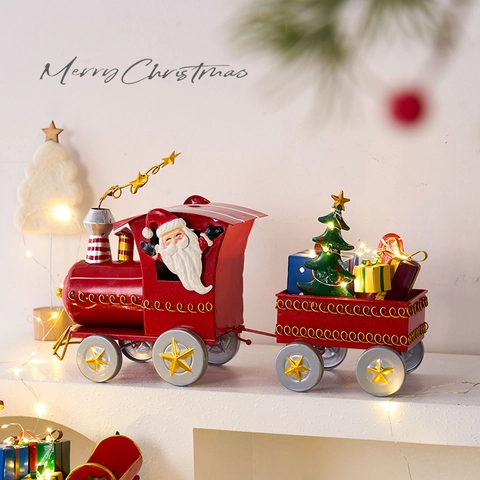 Décoration De Table Noël Métal LED Père Noël Bonhomme De Neige Renne Traîneau Train Décor Bureau Cadeau Festif