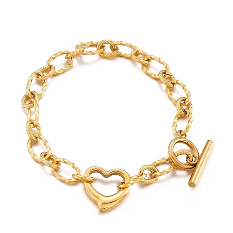Pulsera Símbolo Infinito Colgante Corazón Acero Inoxidable Cadena Torcida Texturizada Cierre Basculante Joyería Accesorio Mujer
