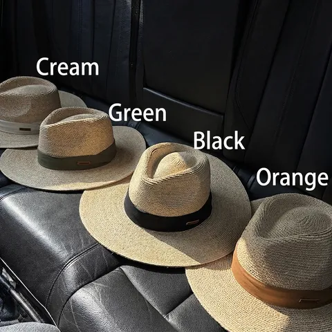 Cappello Fedora In Paglia Di Raffia A Tesa Larga Protezione Solare Estate Spiaggia Stile Francese Donne Uomini