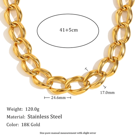 Chunky Chain Halskette Und Armband 18K Vergoldet Edelstahl Panzerkette Minimalistisch Mode Damen Schmuck