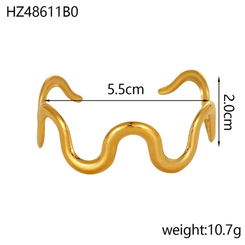 Stainless Steel Cuff Bracelet Gold Plated Retro Adjustable Open Bangle Fashion Jewelry For Women