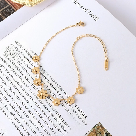 Minimalist Alloy Daisy Flower Charm Anklet For Women Girls Fresh Floral Adjustable Foot Chain Jewelry Gold Silver Rose Gold