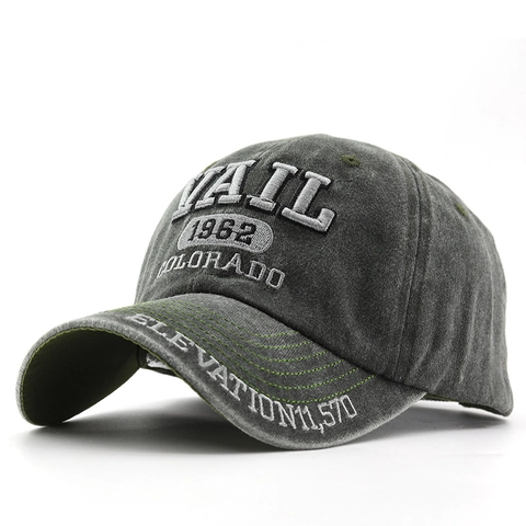 Cappello Da Baseball In Cotone Lavato Vintage VAIL Colorado Ricamo Berretto Regolabile Uomo Donna Protezione Solare Traspirante