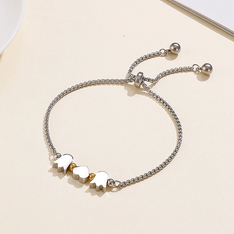 Roestvrijstalen Armband Verstelbaar Pull Out Tulp Hart Bloem Charm Mode Zoete Sieraden Cadeau Voor Vrouwen Meisjes
