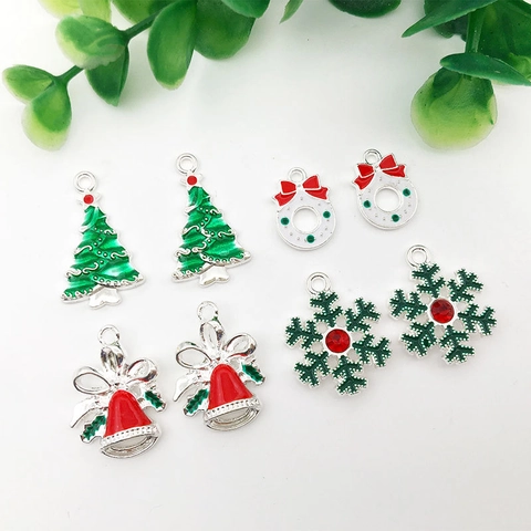 Weihnachtsanhänger Legierung Emaille Tropföl Anhänger Für DIY Schmuckherstellung Armband Halskette Schlüsselanhänger Dekoration