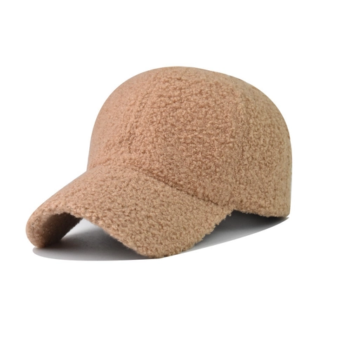 Effen Kleur Sherpa Fleece Honkbalpet Warme Winter Zachte Pluche Verstelbare Outdoor Zonneklep Hoed Voor Dames En Heren