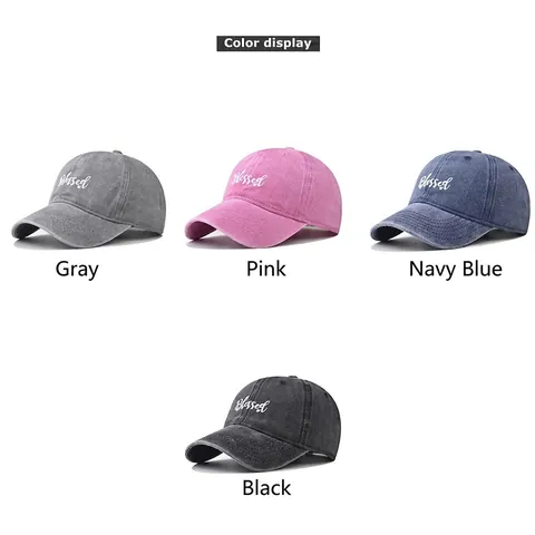 Casquette De Baseball En Coton Lavé Broderie Blessed Style Rétro Ajustable Chapeau De Soleil Pour Hommes Femmes
