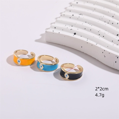 14K Vergoldeter Böser Blick Emaille Offener Ring Für Damen Verstellbarer Kupfer Finger Schmuck Mit Buntem Augenmuster Geschenk