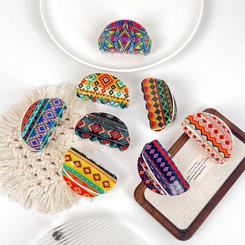 Böhmische Geometrische Haarspange Acryl Große Haarklammer Handgefertigter Ethno Stil Haarschmuck Für Frauen