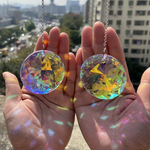K9 Crystal Suncatcher Prism Pendant Faceted Rainbow Maker Refraction Hanging Ornament For Window Garden Home Decor