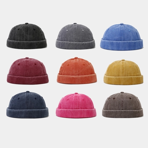 Retro Docker Mütze Gewaschene Baumwolle Randlose Kappe Verstellbare Vintage Miki Hut Für Herren Damen Streetwear