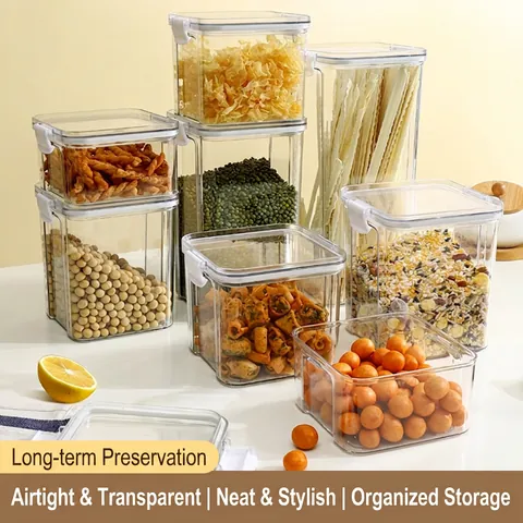 Barattolo Per Conservazione Alimenti Sigillato Trasparente In Plastica PET Contenitore Ermetico Impilabile Per Cereali E Snack