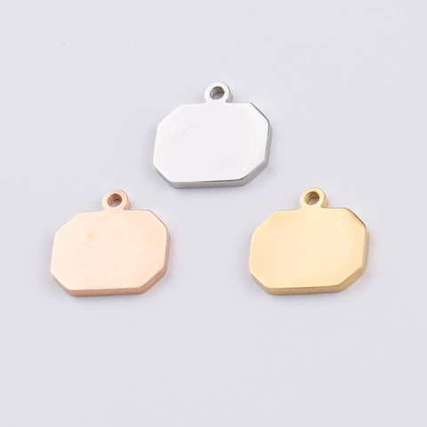 Pendente Ottagonale In Acciaio Inossidabile Vuoto Lucidato A Specchio Etichetta Geometrica Per Accessori Per Gioielli DIY