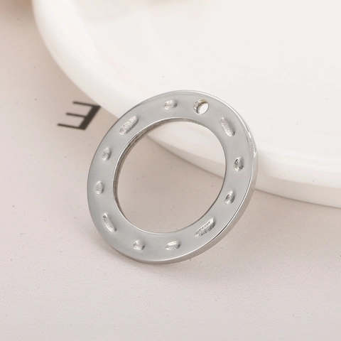 Stainless Steel Round Geometric Hollow Ring Pendants Hammered Texture Connectors For DIY Jewelry Making