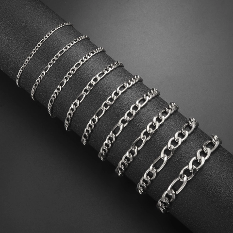 Pulsera De Cadena Figaro De Acero Inoxidable Hip Hop Punk Joyería De Muñeca Minimalista Regalo Para Hombres Mujeres