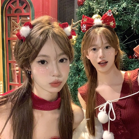 Cerchietti Di Natale Fermagli Per Capelli Peluche Tessuto Corna Di Renna Orso Fiocco Accessori Per Capelli Da Festa Per Donne Ragazze