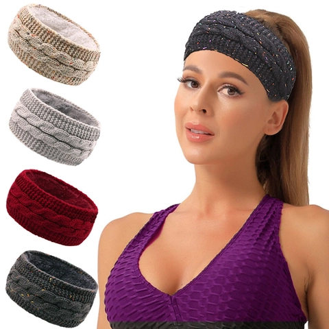 Strickstirnband Winter Warm Ohrenwärmer Fleecegefüttert Zopfmuster Haarband Elastisch Outdoor Sport Kopfband