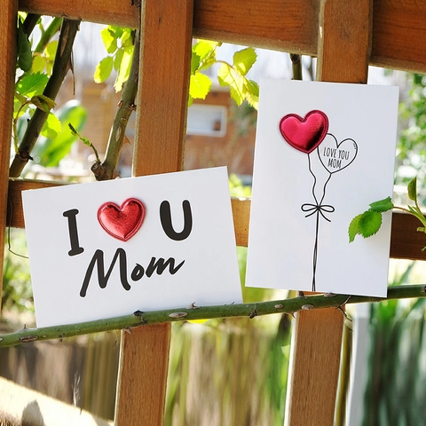 3D Herz Aus Rotem Leder Muttertagskarte Handgefertigter Stil Weißer Karton Geschenk Für Mama Herzlich