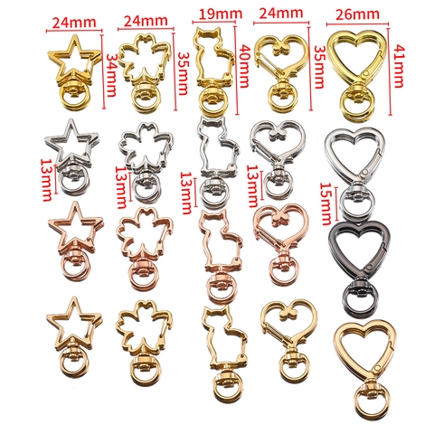 Fermoirs Homard Pivotants En Alliage Étoile Cœur Chat Sakura Pour Fabrication Bijoux DIY Porte-Clés Connecteurs Sac À Main