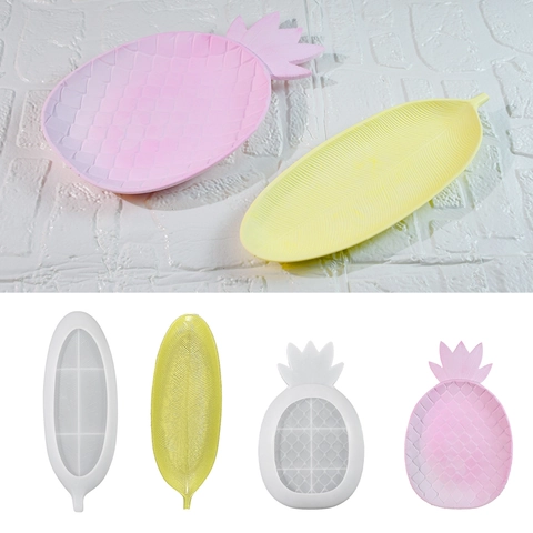 Moule En Silicone En Forme D'Ananas Et De Feuille Pour Moulage De Résine DIY Plateau En Plâtre Décoration Maison
