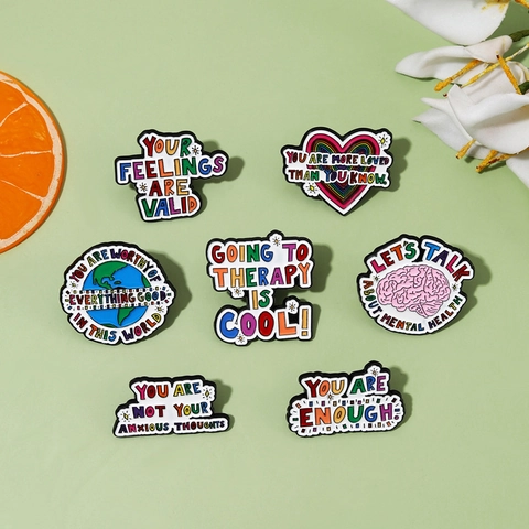 Broche En Émail En Alliage De Sensibilisation À La Santé Mentale Épingles D Affirmations Positives Badges Pour Sac À Dos
