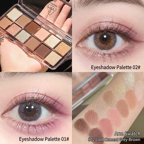 Palette Ombretti Opachi Scintillanti Luccicanti Toni Della Terra Grigio Cemento Trucco Occhi Lunga Durata Per Donne